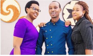 Left-right: Siblings Christine Akayezu, Bertin Kwizera, and Geraldine Bayizere happily pose for a reunion photo after 26 years.